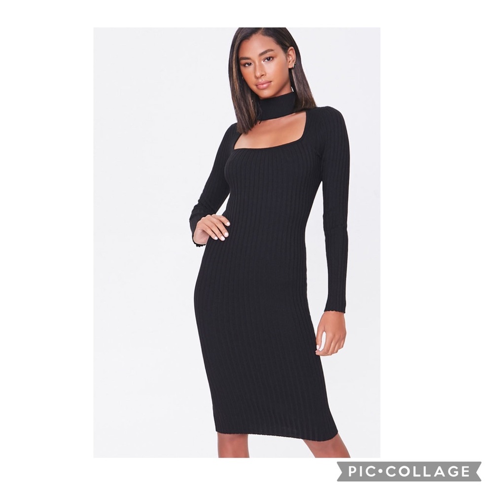 Ribbed Mock Neck Sweater Dress